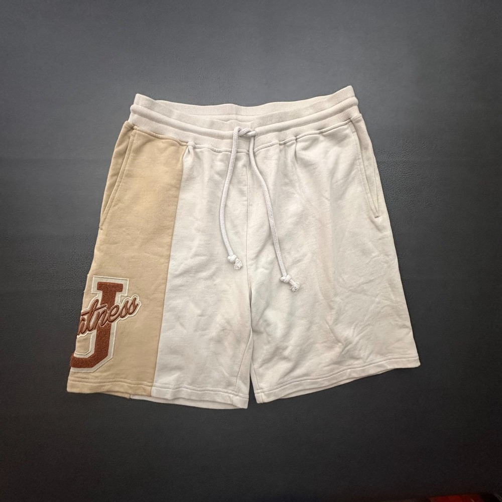 Paper Planes Shorts Mens Large Beige Streetwear Hip Hop Lounge Rap Jay-Z Fleece